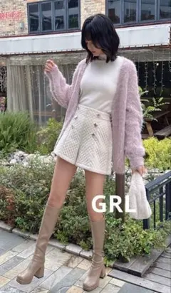 新品✨GRL ゴールドボタン　キルティング　ショートパンツ　アイボリー　M