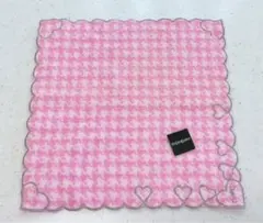 YSL イヴ・サンローラン 千鳥格子 ハート タオルハンカチ　ピンク