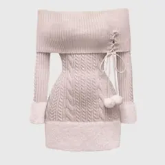 SHEIN ROMWE レディース オフショル リブニット ワンピ ピンク XS