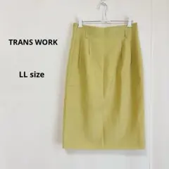TRANS WORK タイトスカート　LL イエロー　ミディ丈　ウール混のサムネイル