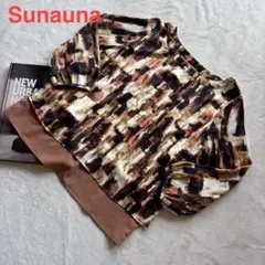 Sunauna 美品 長袖 トップス 40サイズ 総柄 八分袖 きれいめ ＊のサムネイル