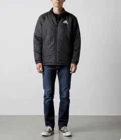 140cmフードなしadidas 中綿ジャケット ブラック