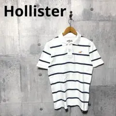 Hollister ホリスター メンズ ボーダーポロシャツ M ホワイトのサムネイル