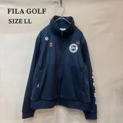 FILA ゴルフ 切替ジャケット 裏起毛 ネイビー×白 袖英字 レディース LL