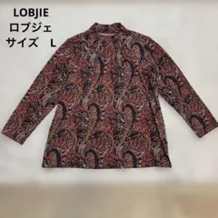 ロブジェ　ペイズリー柄　総柄　ハイネック　ギャザー　大きいサイズ　エレガント