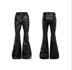00s Archive Leather Flare Pants lgb - メルカリ