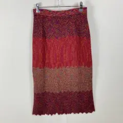 美品 ROSSANA ORLANDI ニットタイトスカート ジグザグ柄 総柄 L