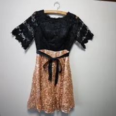 エレガントなレースドレス 黒とベージュ