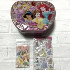 ディズニープリンセス ハート型缶　ポチ袋　シール　3点セット
