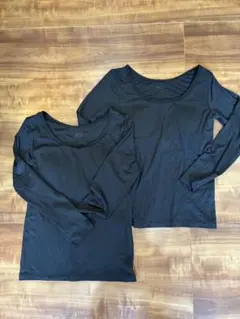 【UNIQLO】 2枚セット ヒートテック カップ付きインナー 140 ブラック