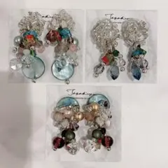 ハンドメイド ピアス イヤリング シルバー 3点まとめ売り No.12