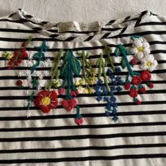 Dot&stripes ハンドメイド刺繍ボーダーワンピースのサムネイル