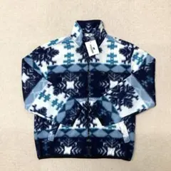 新品　BESSIERES フリースジャケット　長袖　ネイビー　総柄　メンズ　L