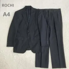 AOKI ロッチ スーツ セットアップ ストライプ ウール混 ブラック A4