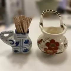 九谷焼 花柄 陶器 爪楊枝入れのサムネイル