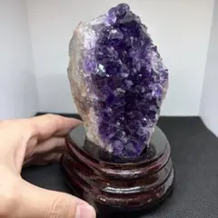 しばらく休業　天然石　アメジストクラスター 【台座付き】 002