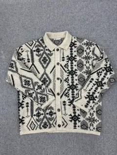 ZARA メンズ 総柄ニット ベージュ ブラック