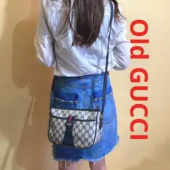 GUCCI オールドグッチ ネイビー シェリーライン アクセコ ショルダーバッグ