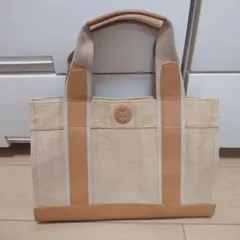 Tory Burch トリーバーチ レザー×キャンバス トートバッグ ベージュ