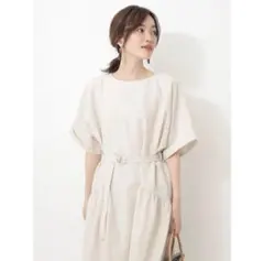 グリーン パークス K 麻ライクベルト付ワンピース