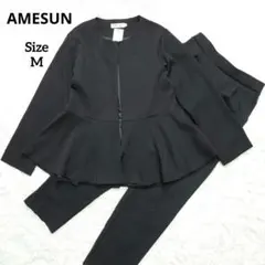 ✩美品✩ セットアップ ノーカラー ジャケット パンツ レディース Mサイズ 黒