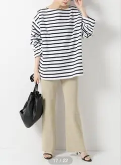イエナ　綿ブークレ リブフレアパンツ　フリーサイズ　ゆったり　リラックス