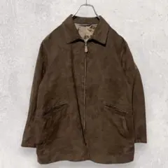 スエード調 ブルゾン メンズ L相当 茶色 ジップ 秋冬アウター シンプル