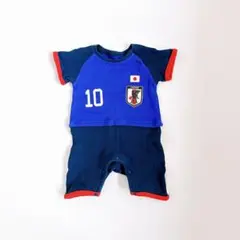 サッカーユニフォーム風ベビー用ロンパース80 サムライブルー