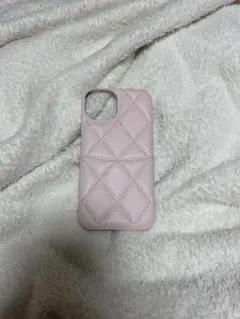 ピンクレザー iPhone13.14ケース キルティングデザイン