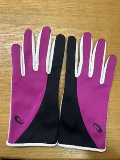 ASICS スポーツ用グローブ ピンク黒
