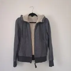 ユニクロ　ボアスウェットフルジップパーカ（長袖）ダークグレー　S