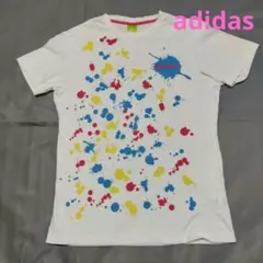 adidas 半袖 プリントTシャツ ペイント柄 白 M