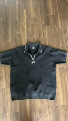 HUF ハーフジップ ニット ポロシャツ Lサイズ ブラック 刺繍ロゴのサムネイル