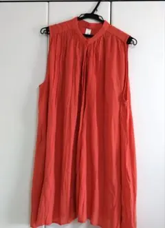 オレンジ ノースリーブ シャツ 3L