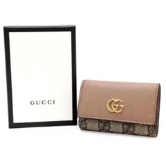 GUCCI　キーケース6連　ダスティ　GGスプリーム　マーモント　PVCレザー