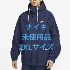 ナイキ 灰青ナイロンジャケットデカロゴ フード付きマウンテンパーカー メンズM ナイキ 灰青ナイロンジャケットデカロゴ フード付きマウンテン