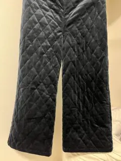 濃紺 キルティングワイドパンツ 秋冬 M