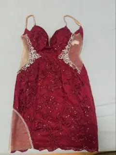 AngelR ビジュー ミニドレス ワインレッド