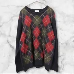 JUN RED✨️ジュンレッド　アーガイルチェック セーター ネイビーのサムネイル