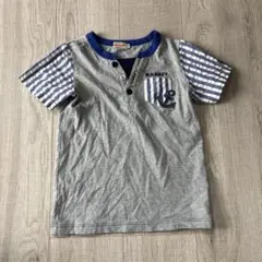 阪急百貨店購入♡MIKIHOUSE ♡異素材グレーストライプTシャツ♡120