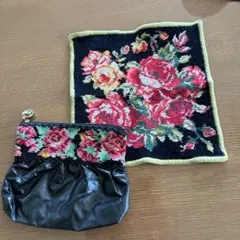 FEILER フラワー刺繍 ポーチハンカチセット