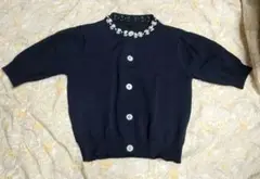 【CELFORD新品】ブラック パール装飾 カーディガン 半袖