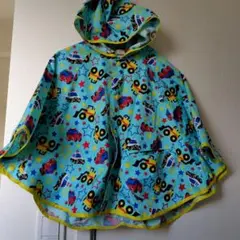 車と星のデザインのベビーポンチョ　キッズ　レインコート