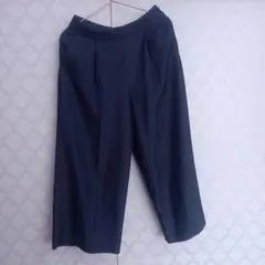 ダークグレー ワイドパンツ ウエストリボン付き