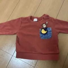 petit main バナナ　おさるのジョージ　 刺繍 トレーナー 80