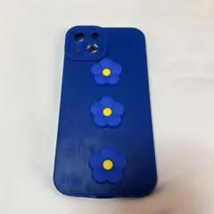 iPhone13ケース フラワー ブルー