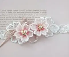 桜のベビーヘアーバンド　初節句　お食い初め　お宮参り　お正月