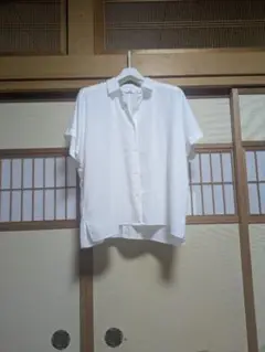 ホワイト オーバーサイズ 半袖シャツ