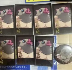 鬼滅　ダイニング　くじ　嘴平伊之助　チェキ　7枚　缶バッジ