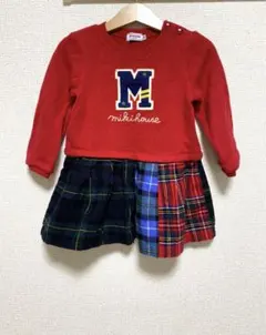 ミキハウス チェック柄 アルファベット ワンピース 90